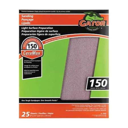 Gator Grit Gator Grit 3405 150 Grit Sandpaper - pack of 25 1609411